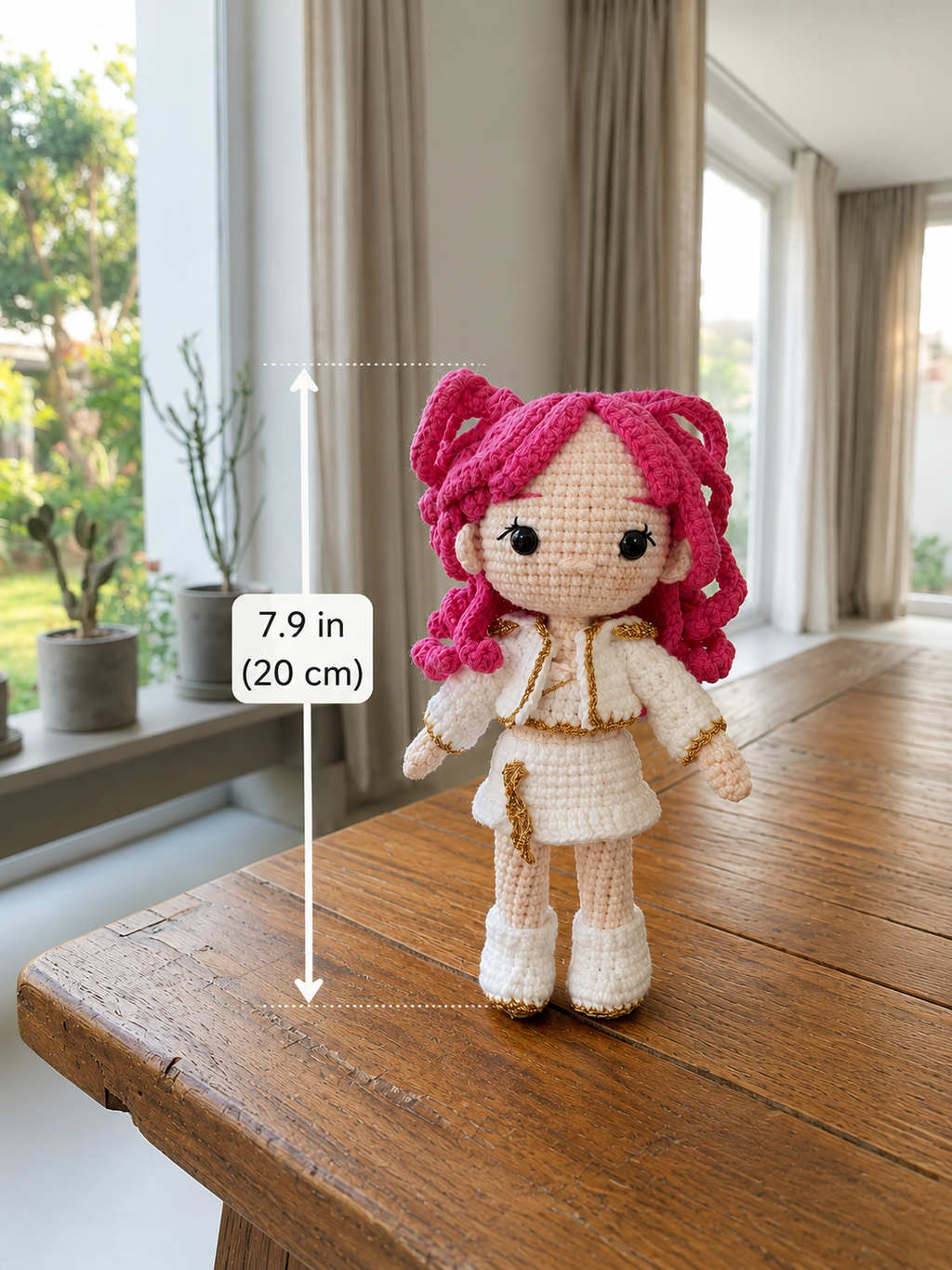 K-pop Demon Hunter Girl Crochet Doll | Handmade Fantasy Idol Style Doll