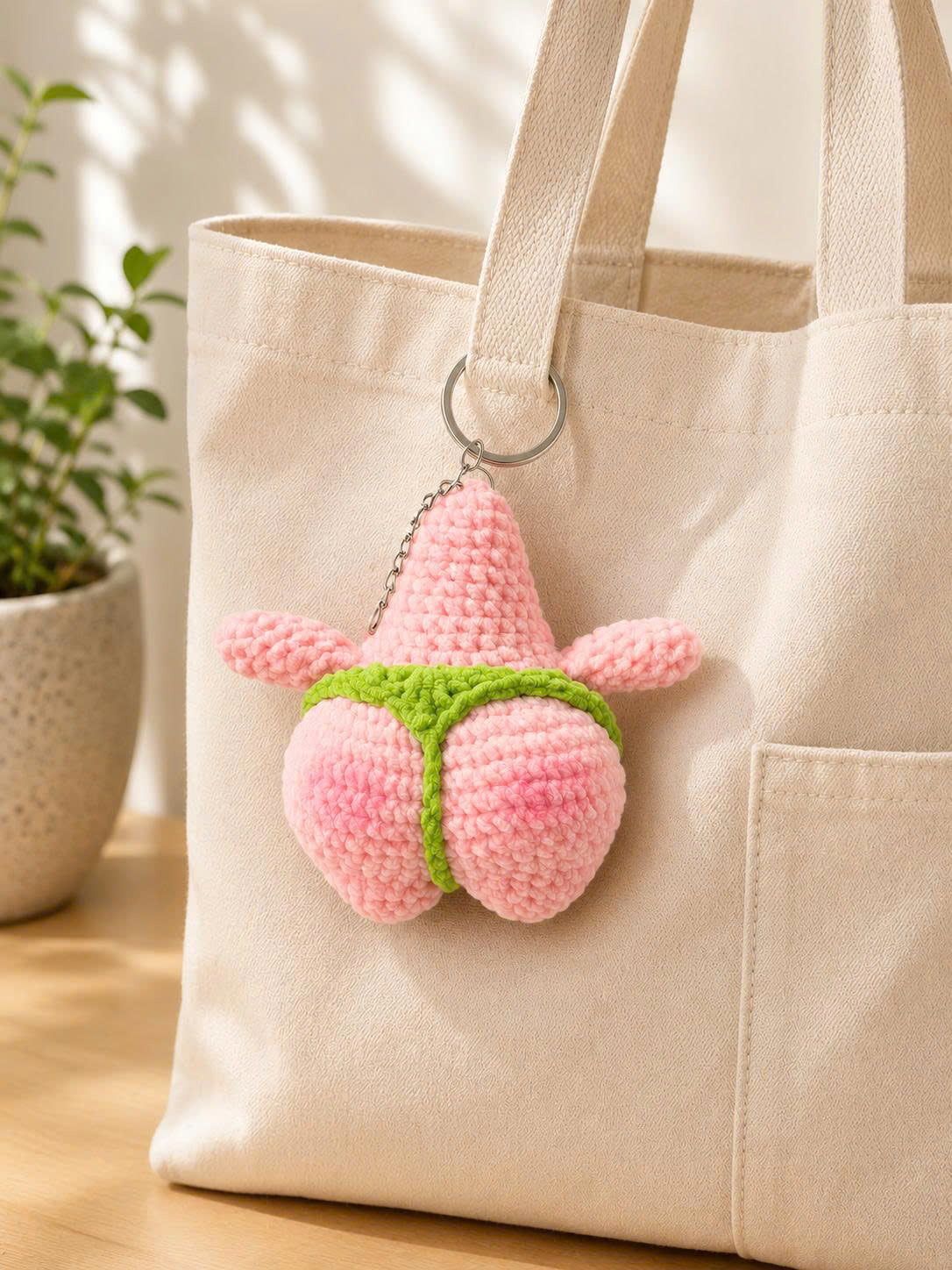 Funny Crochet Patrick Star Plush Toy - Thicc Patrick Amigurumi Keychain - Rude Butt Crochet Doll - Hilarious Gamer Gift, Spongebob Fan Art