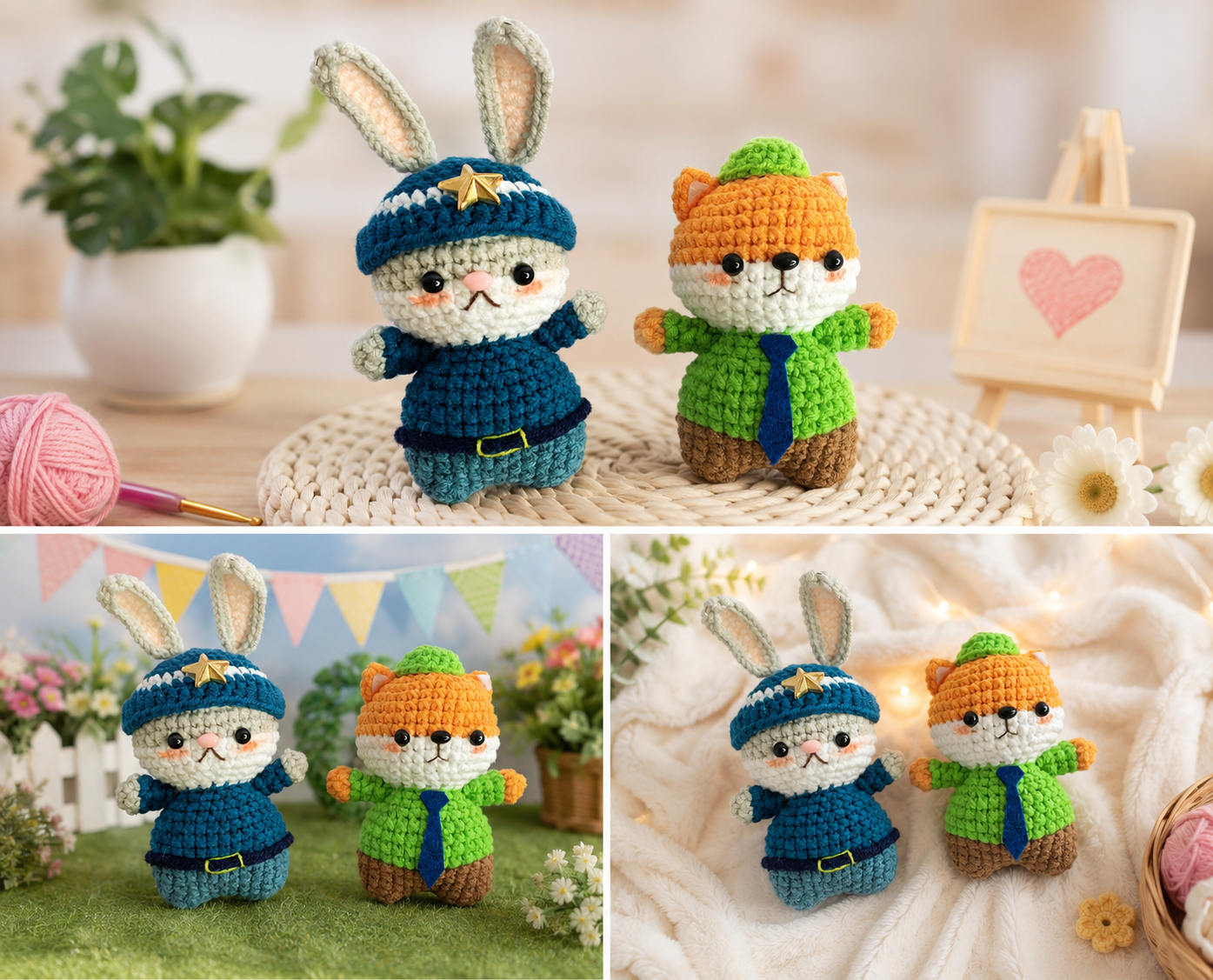 Nick & Judy crochet keychain 🦊🐰✨