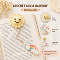 Crochet Sun Bookmark, Rainbow Book Marker, Handmade Crochet Bookmark, Cute Smiley Sun Gift, Teacher Gift, Book Lover Gift