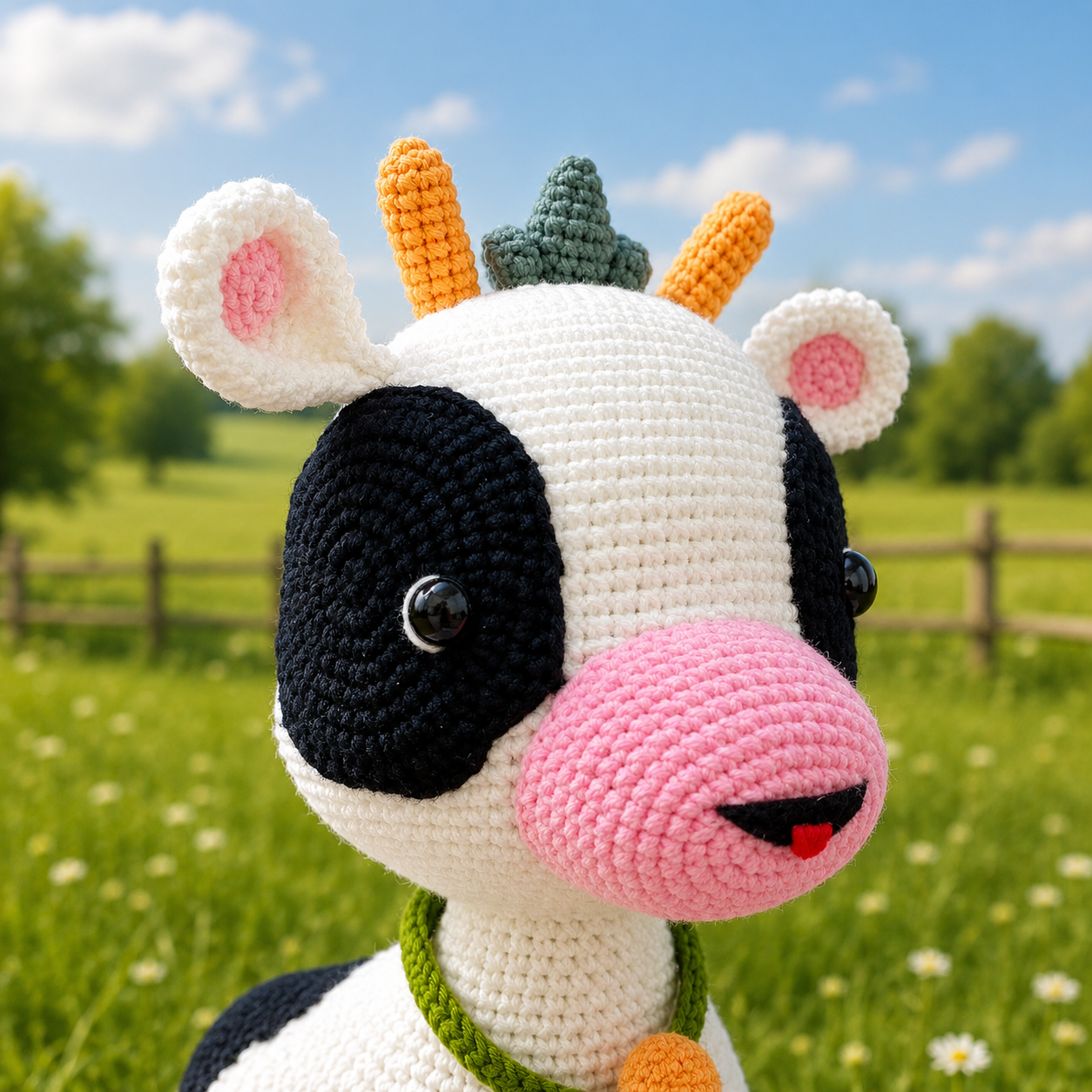 Handmade Crochet Cow Plush – Large Amigurumi Cow Stuffed Animal