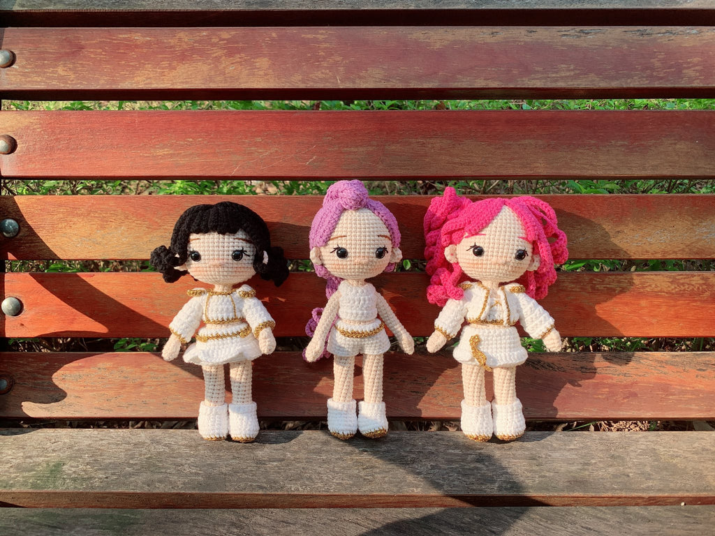 K-pop Demon Hunter Girl Crochet Doll | Handmade Fantasy Idol Style Doll