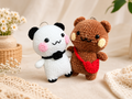Cute Crochet Panda & Bear Plush Keychains | Handmade Kawaii Amigurumi Gift