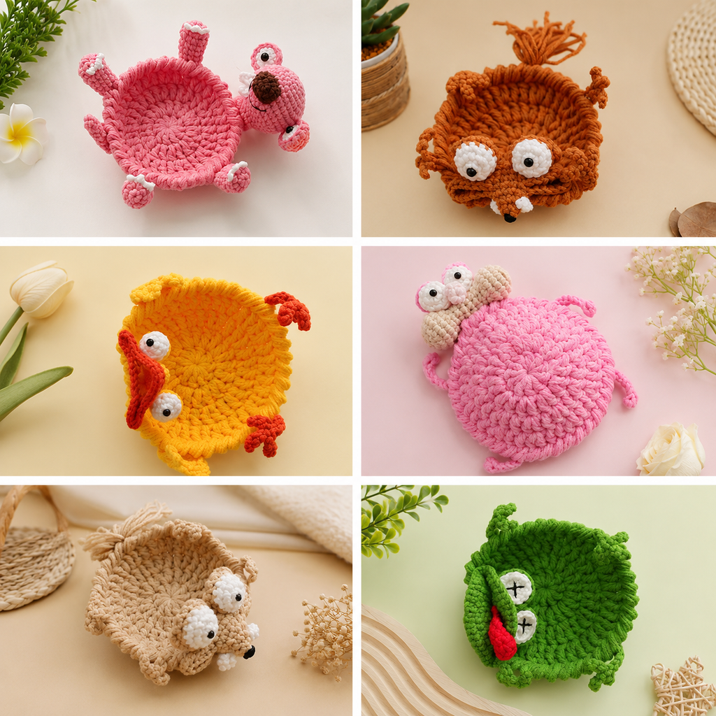 Sloth Crochet Coaster 🦥 Handmade Amigurumi Drink Coaster Cute Desk & Coffee Table Decor
