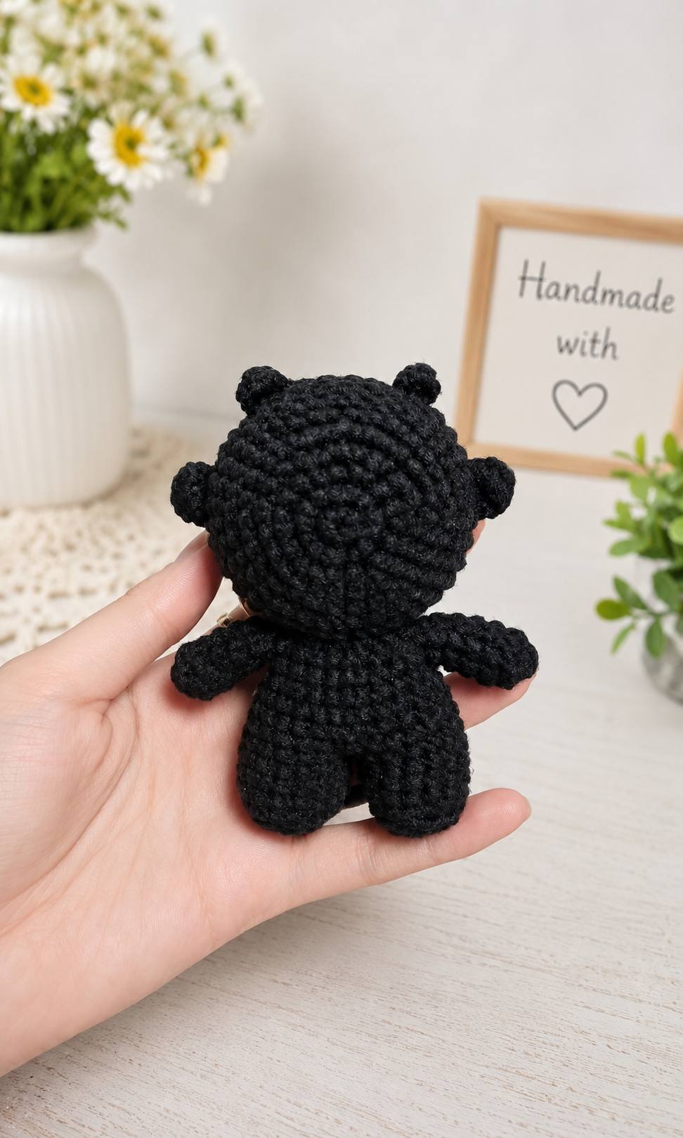 Ggeomeoksari Inspired Crochet Keychain, Handmade Amigurumi Plush Doll, Cute Kawaii Bag Charm, Gift for Collectors