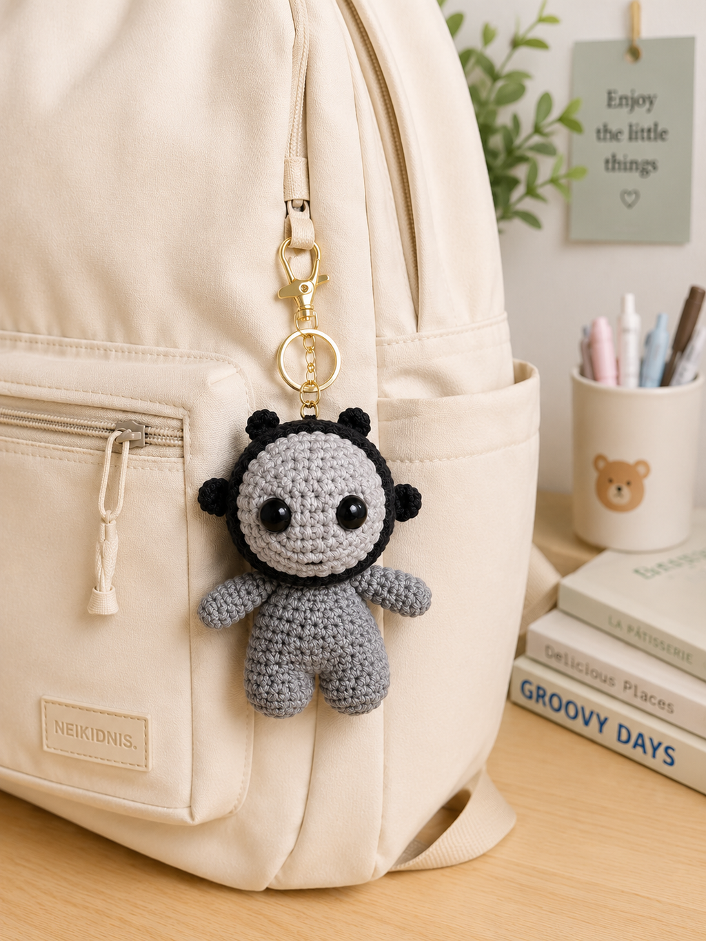 Ggeomeoksari Inspired Crochet Keychain, Handmade Amigurumi Plush Doll, Cute Kawaii Bag Charm, Gift for Collectors