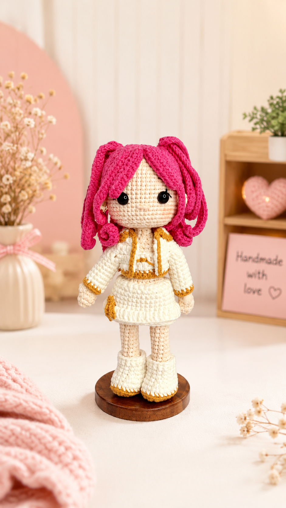 K-pop Demon Hunter Girl Crochet Doll | Handmade Fantasy Idol Style Doll