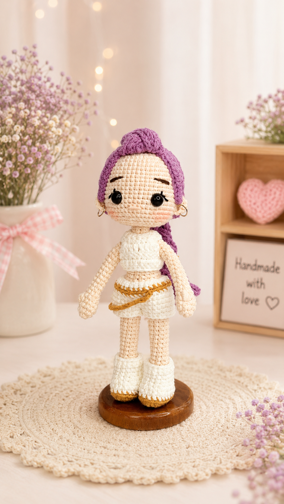 K-pop Demon Hunter Girl Crochet Doll | Handmade Fantasy Idol Style Doll