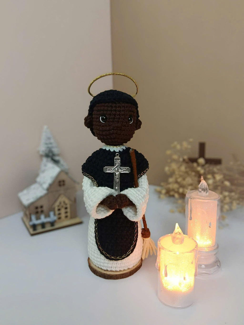 Saint Martin de Porres Crochet Doll | Handmade Catholic Amigurumi Gift