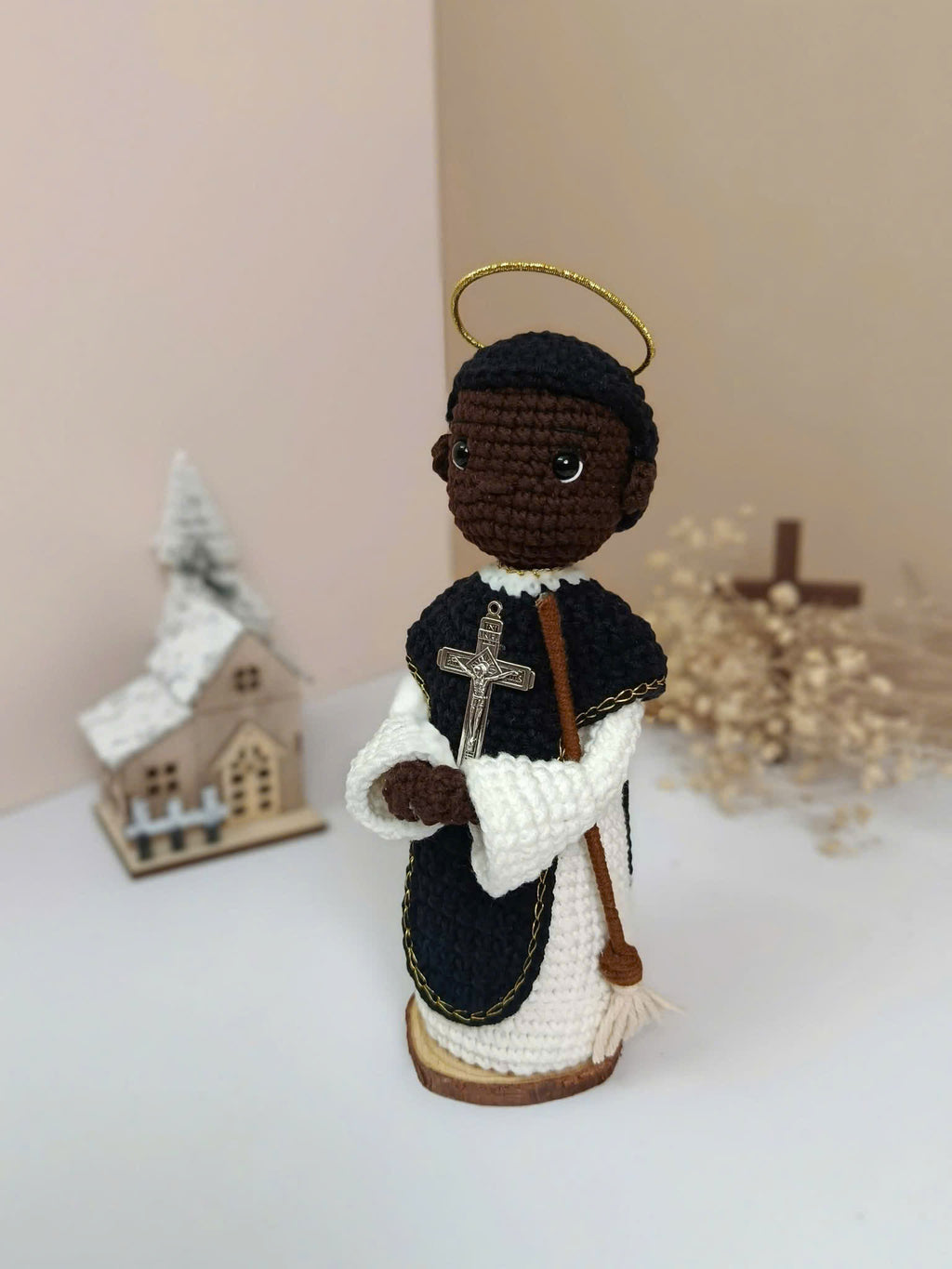 Saint Martin de Porres Crochet Doll | Handmade Catholic Amigurumi Gift
