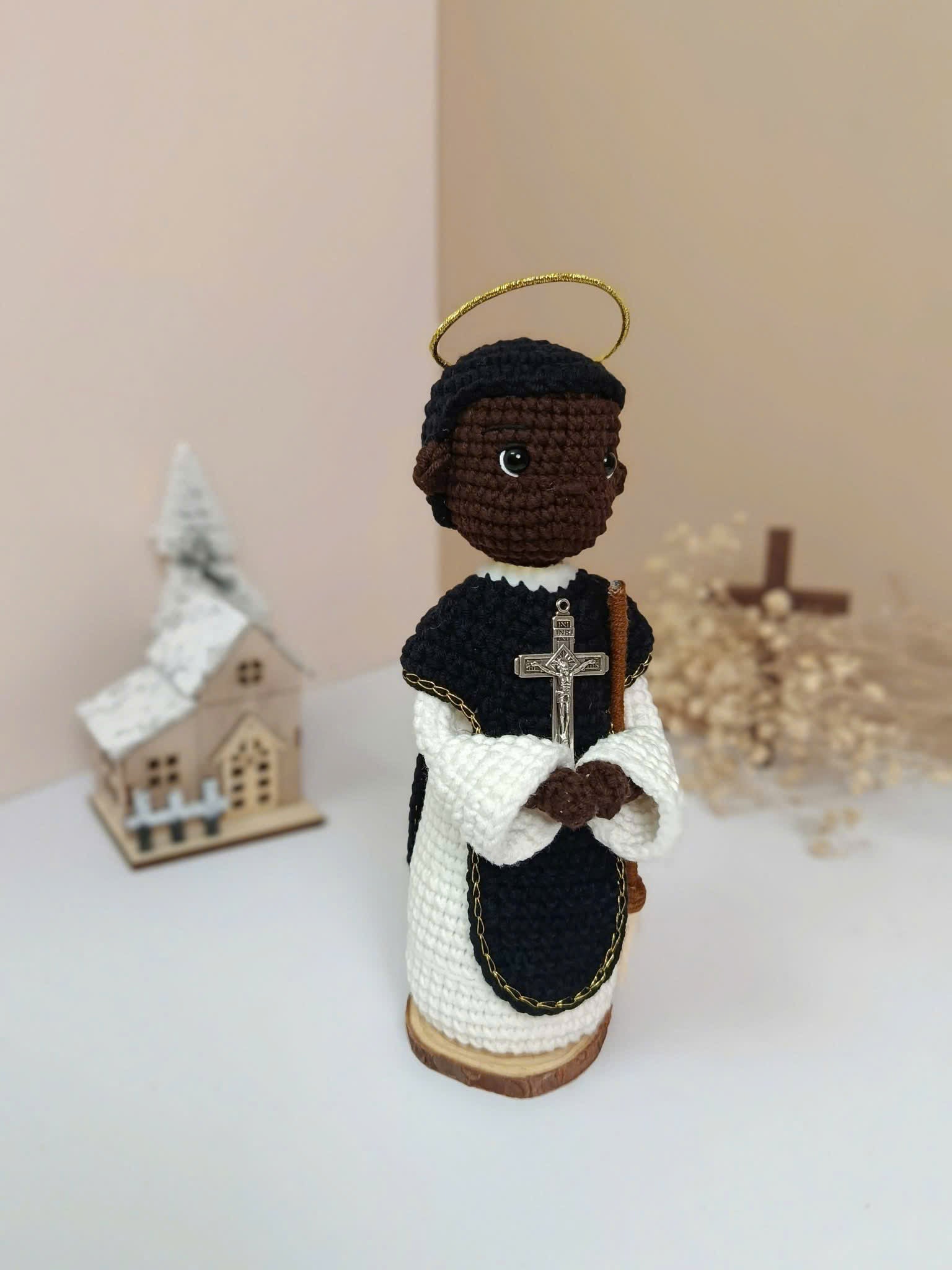Saint Martin de Porres Crochet Doll | Handmade Catholic Amigurumi Gift