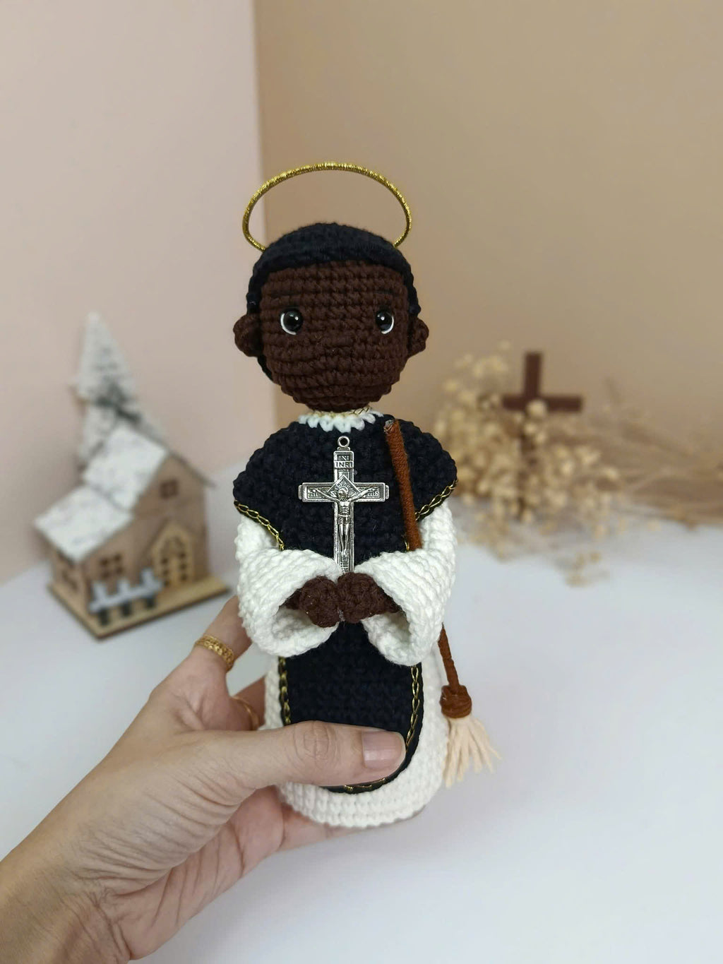 Saint Martin de Porres Crochet Doll | Handmade Catholic Amigurumi Gift