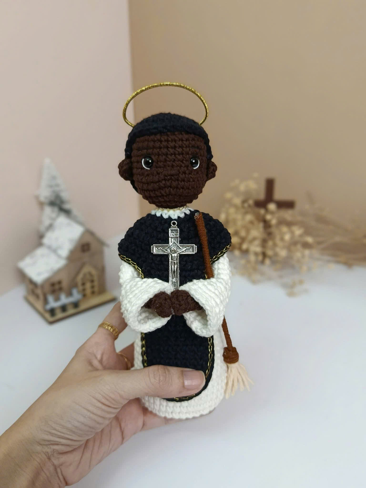 Saint Martin de Porres Crochet Doll | Handmade Catholic Amigurumi Gift