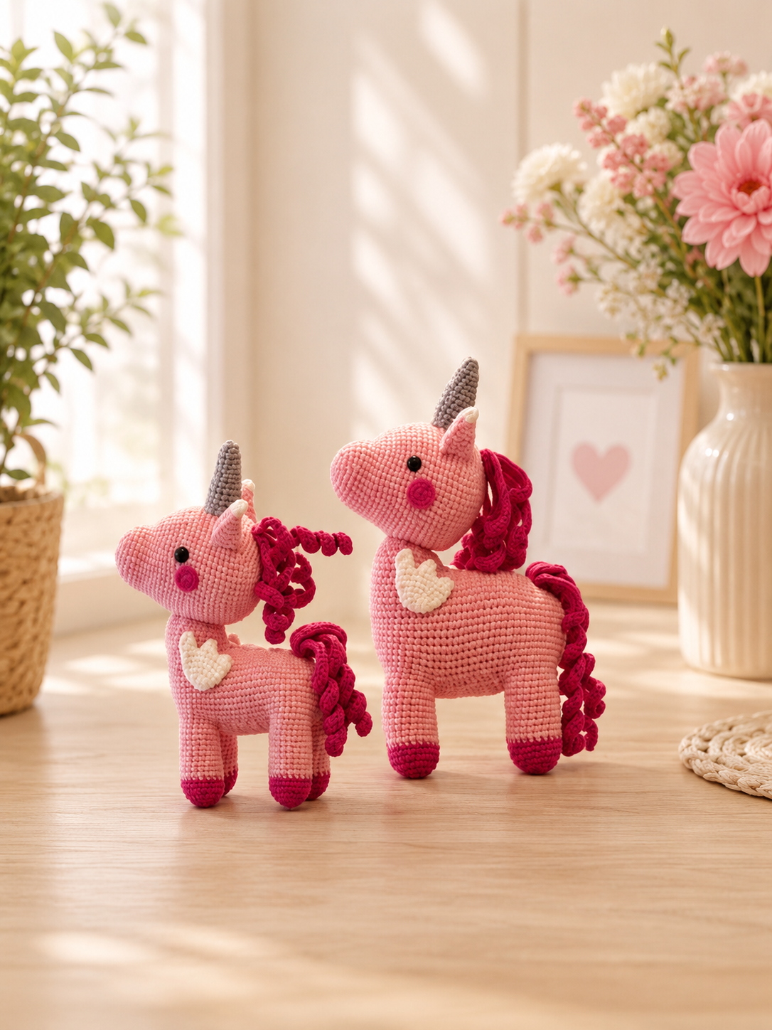 Crochet Unicorn Plush Set – Handmade Amigurumi Unicorn Toy, Cute Nursery Decor, Baby Shower Gift, Custom Crochet Unicorn, Magical Gift for Kids