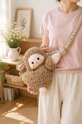 Handmade Crochet Lamb Bag – Cute Plush Sheep Crossbody Purse for Kids 🐑🤍