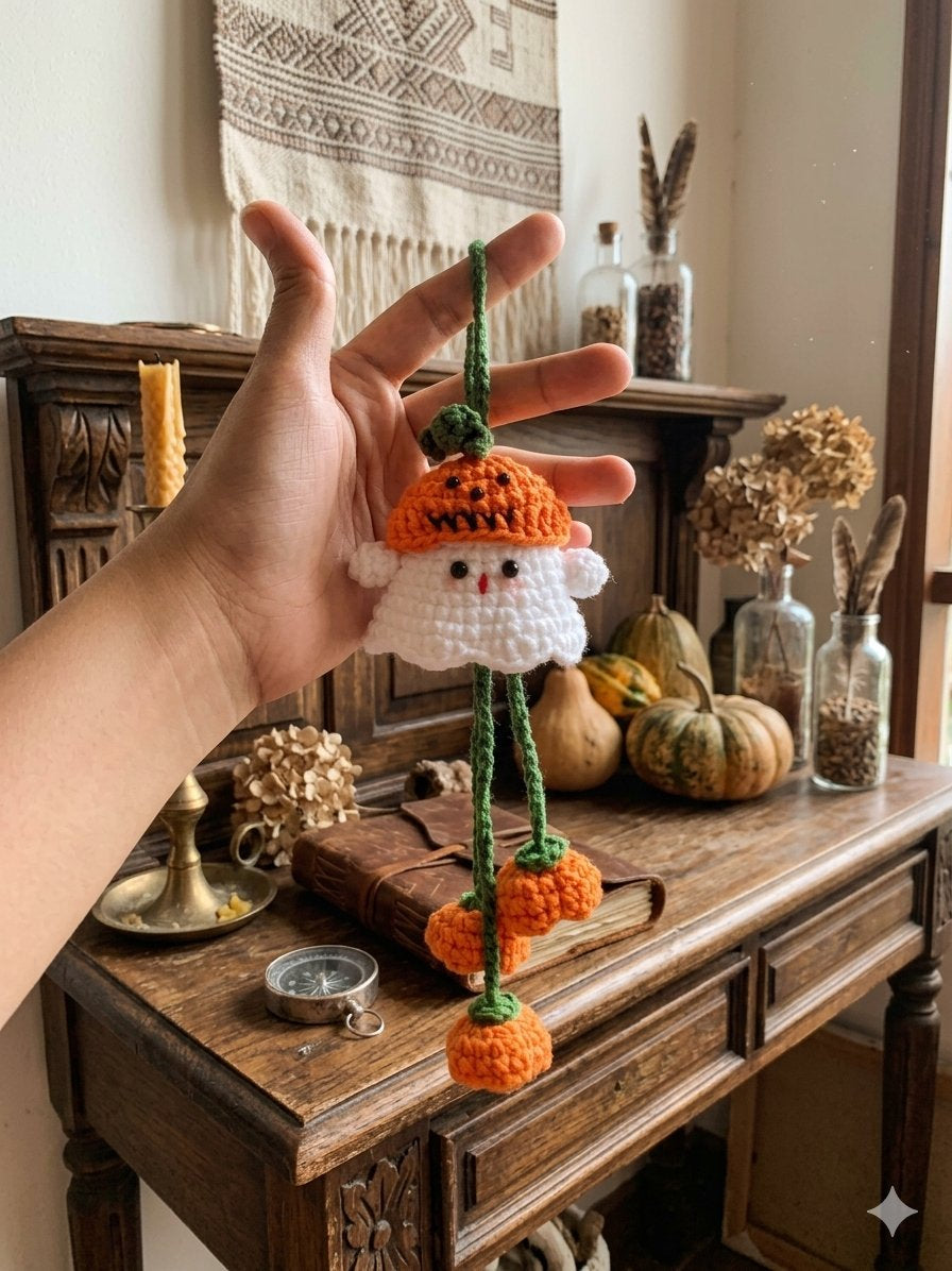 🎃 Handmade Halloween Crochet Wind Chime – Spooky Charm for Your Home Decor 👻