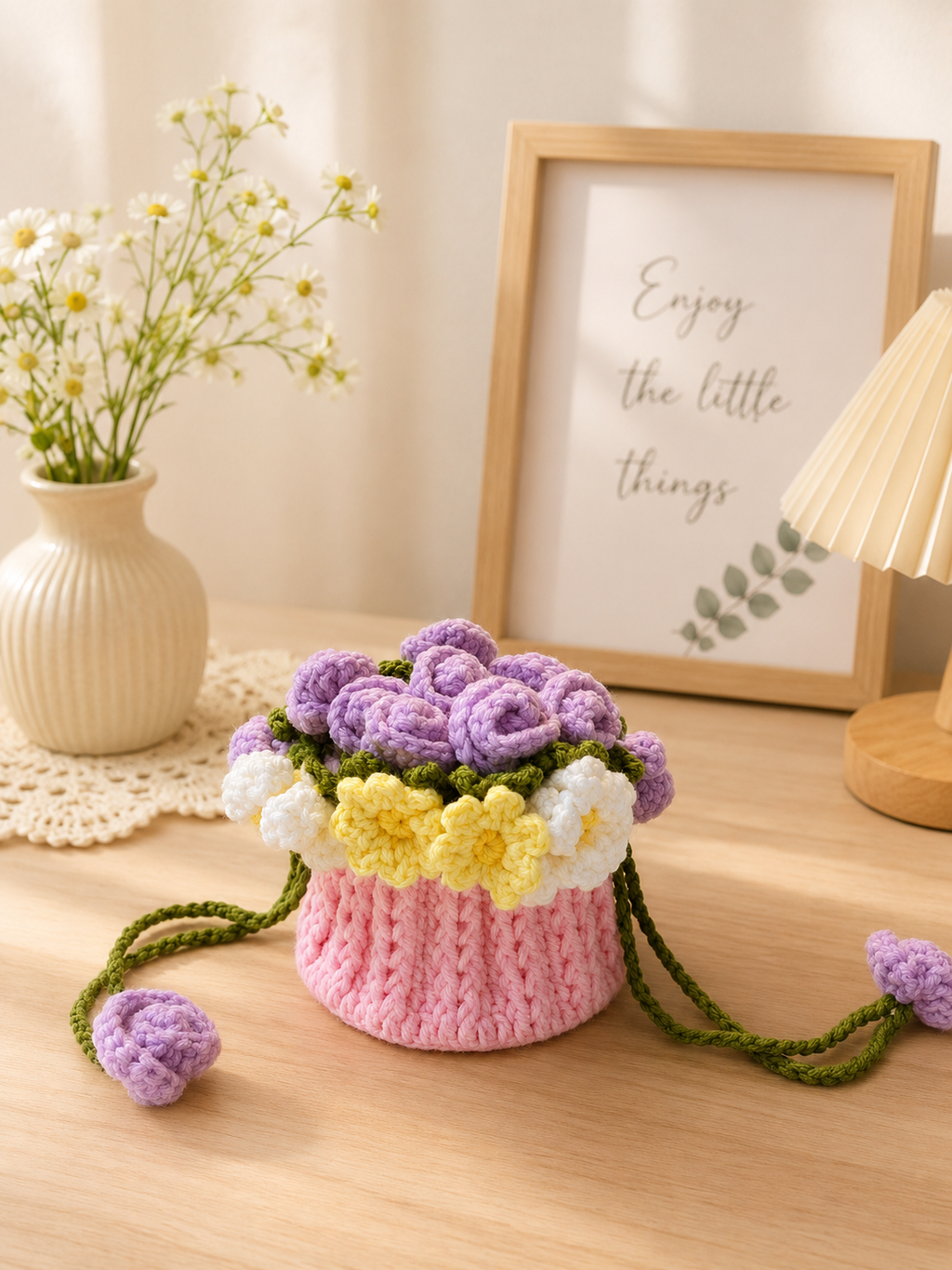 Handmade Crochet Mesh Water Bottle Bag – Fruit, Flower & Animal Designs