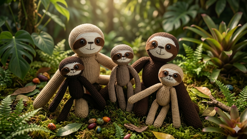 Handmade Crochet Sloth Plush – Adorable Amigurumi Sloth Parent Toy