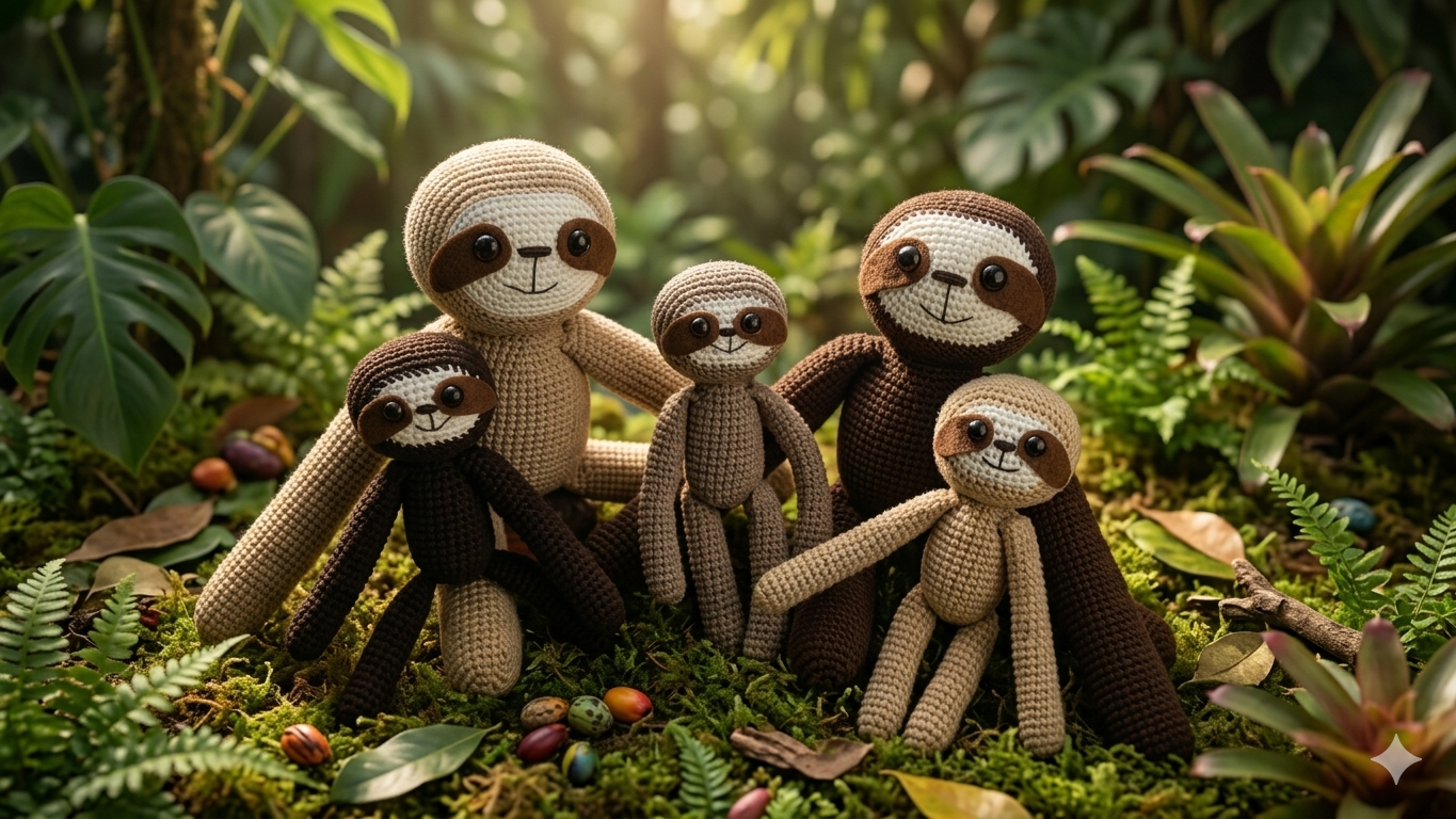 Handmade Crochet Sloth Plush – Adorable Amigurumi Sloth Parent Toy
