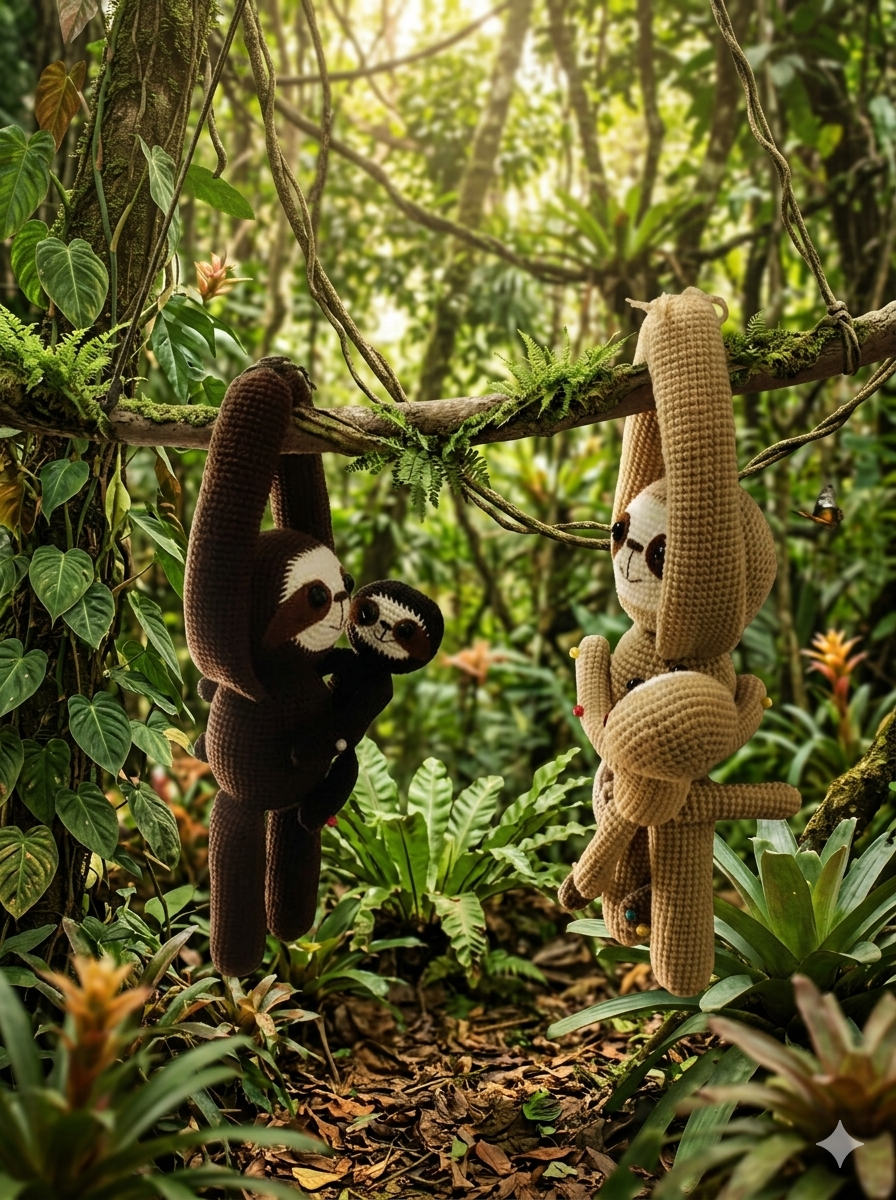 Handmade Crochet Sloth Plush – Adorable Amigurumi Sloth Parent Toy