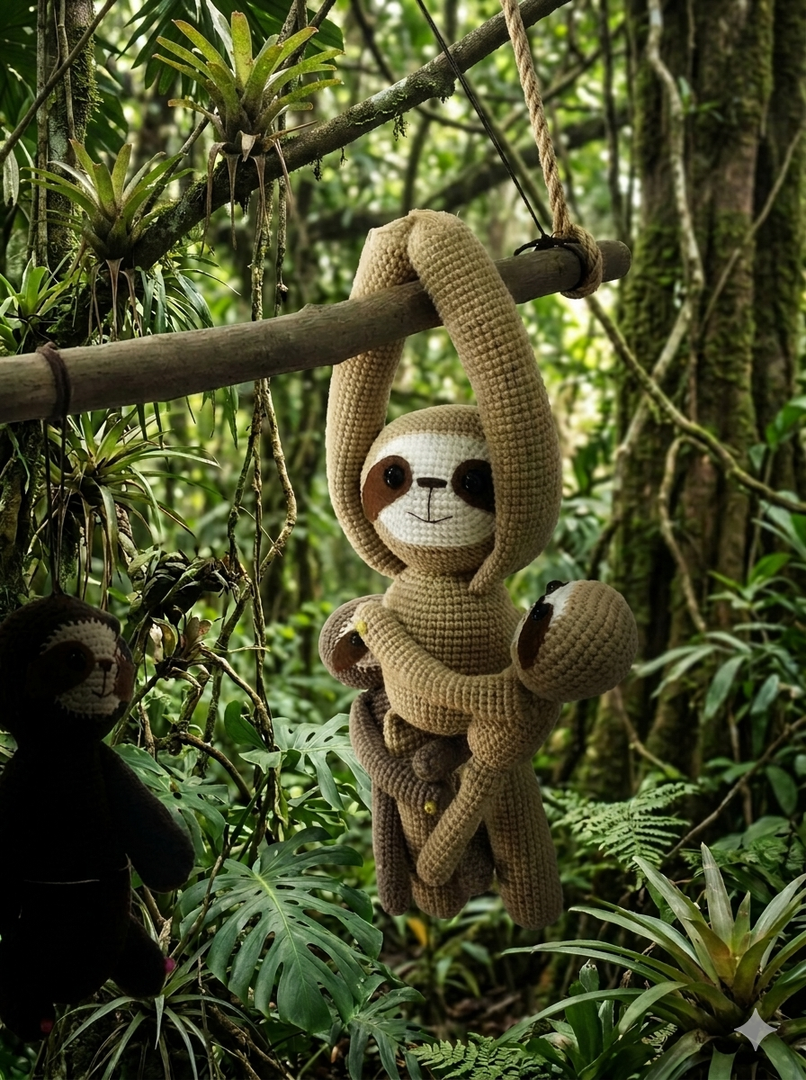 Handmade Crochet Sloth Plush – Adorable Amigurumi Sloth Parent Toy