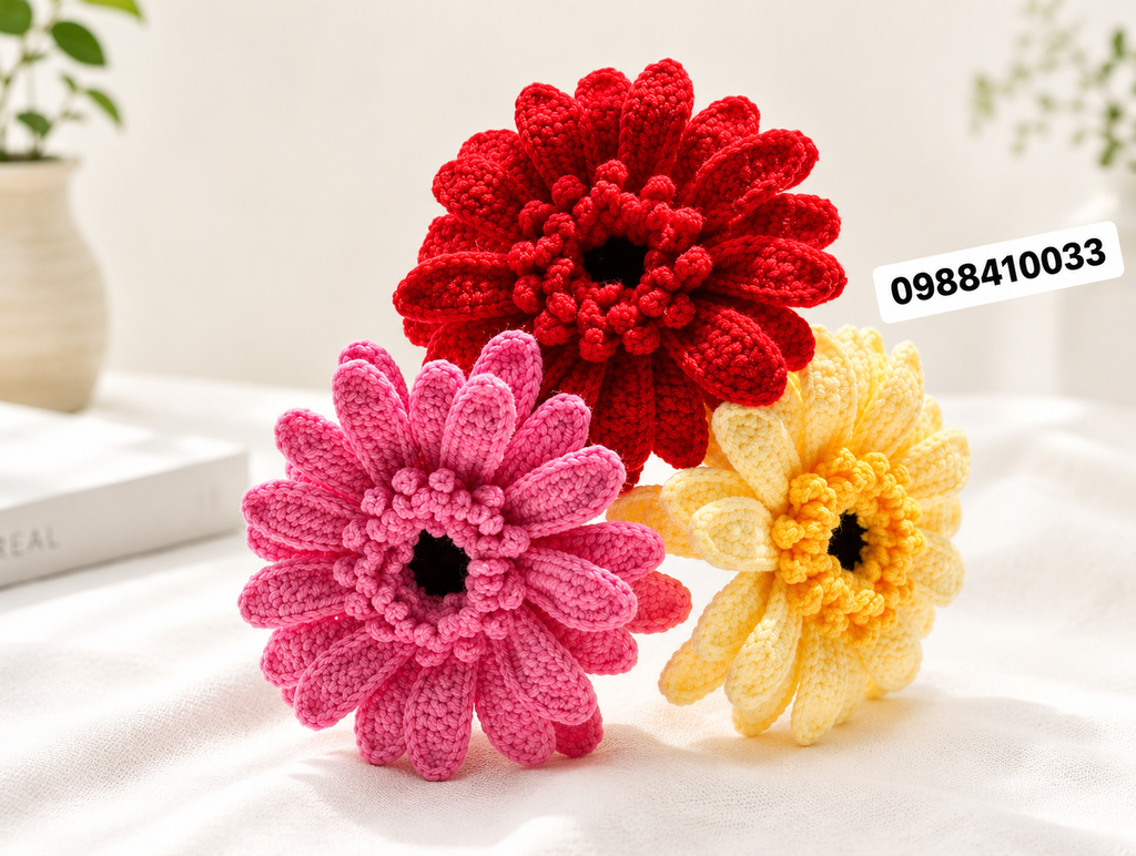 Crochet Gerbera Flower Pot