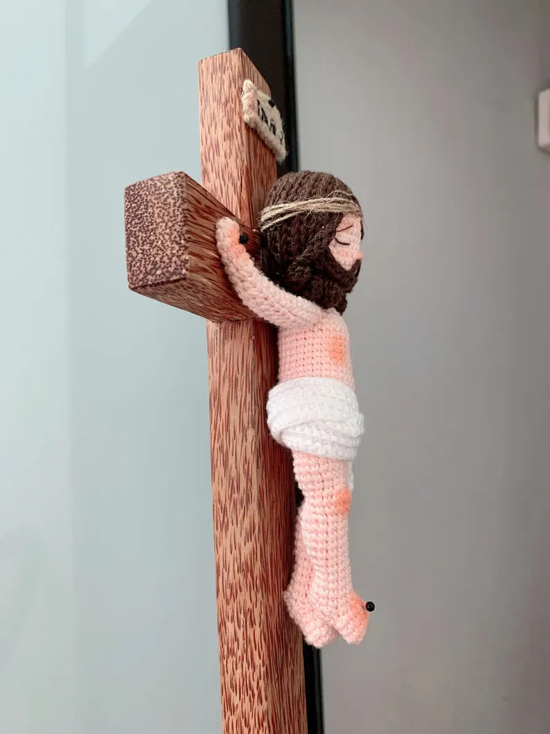 Crochet Jesus on Cross ✝️ | Christian Amigurumi Doll | Religious Gift | Jesus en la Cruz