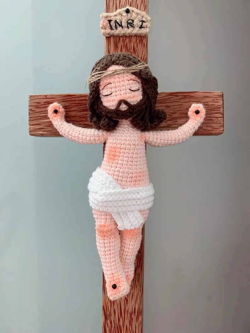 Crochet Jesus on Cross ✝️ | Christian Amigurumi Doll | Religious Gift | Jesus en la Cruz