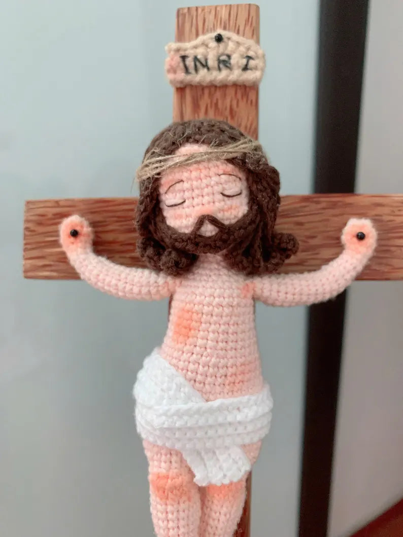 Crochet Jesus on Cross ✝️ | Christian Amigurumi Doll | Religious Gift | Jesus en la Cruz