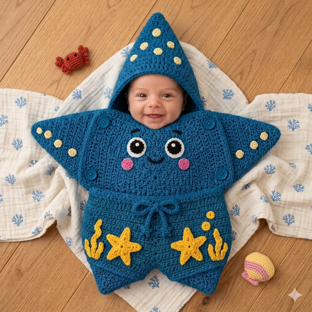 Personalized Crochet Baby Starfish Outfit