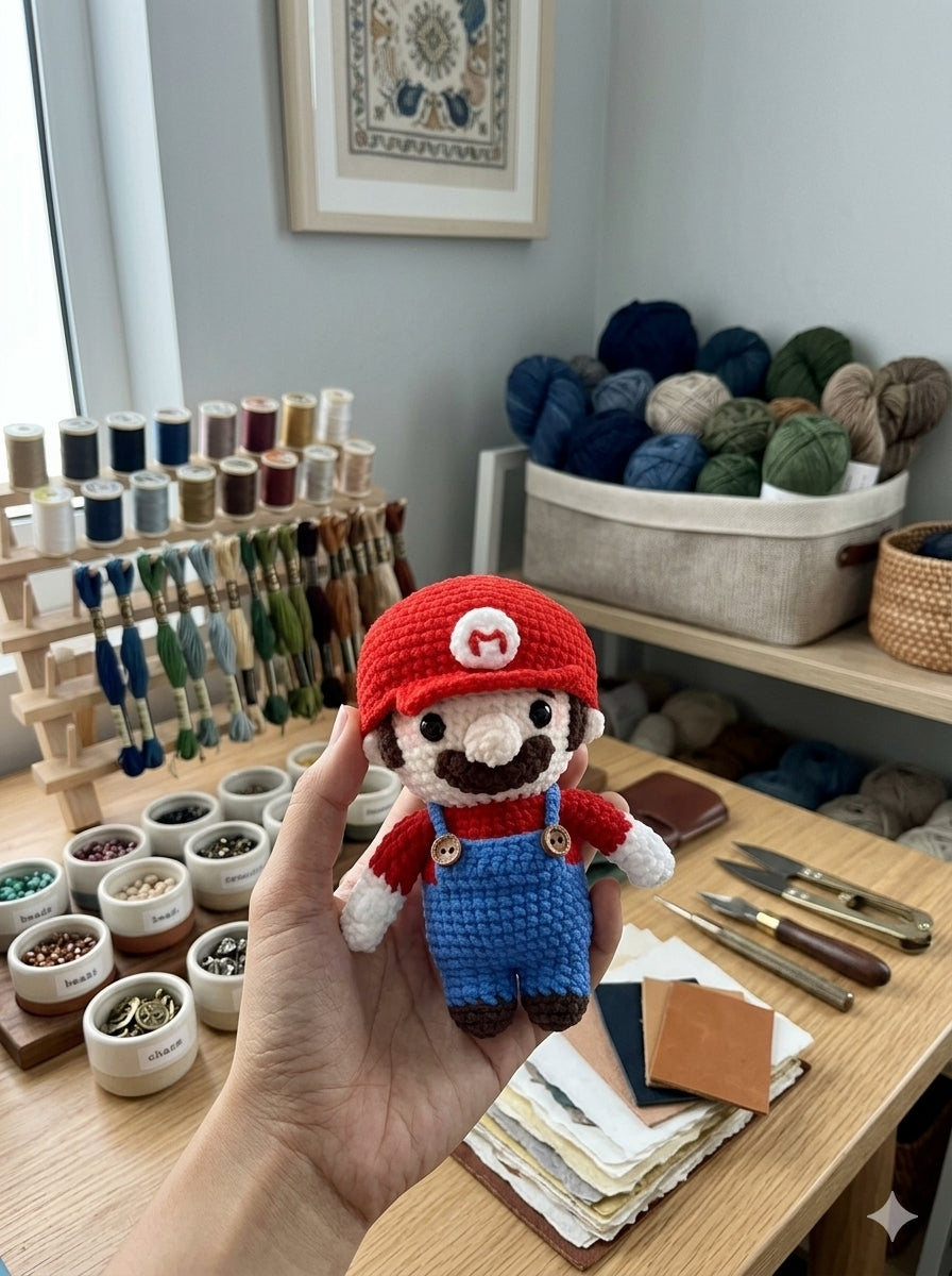 Amigurumi Mario Plushie - Retro Gaming Gift