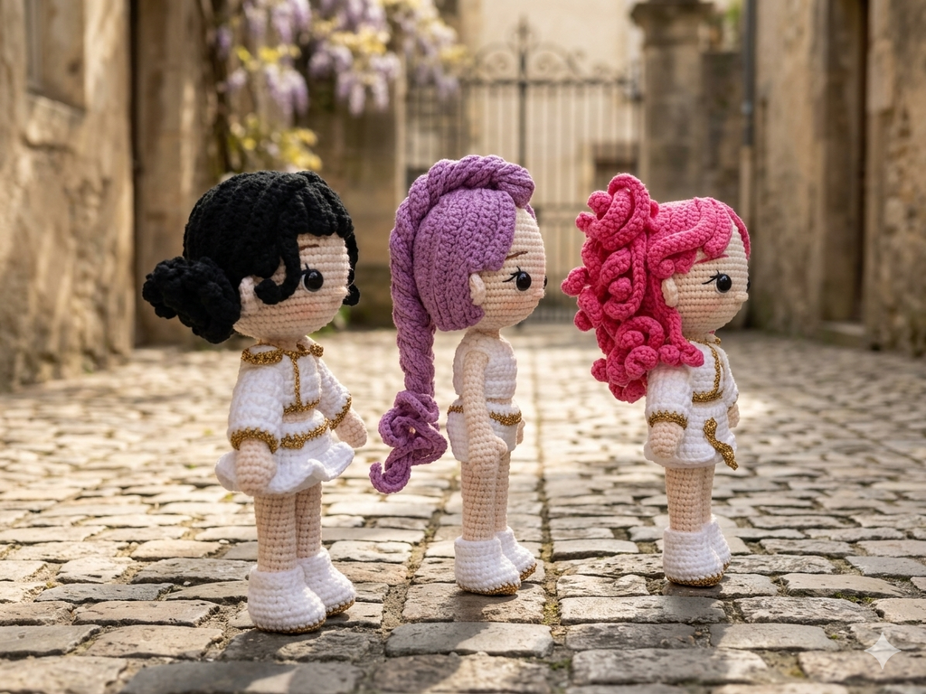 K-pop Demon Hunter Girl Crochet Doll | Handmade Fantasy Idol Style Doll