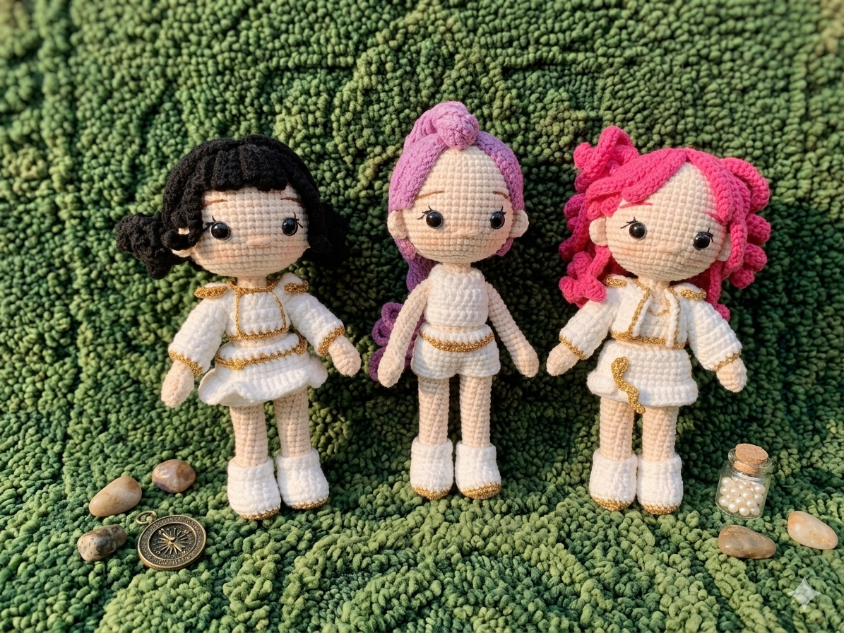 K-pop Demon Hunter Girl Crochet Doll | Handmade Fantasy Idol Style Doll