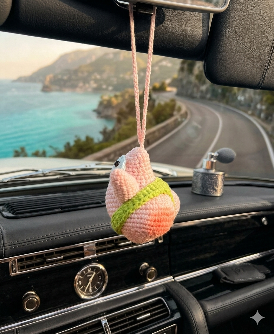 Funny Crochet Patrick Star Plush Toy - Thicc Patrick Amigurumi Keychain - Rude Butt Crochet Doll - Hilarious Gamer Gift, Spongebob Fan Art