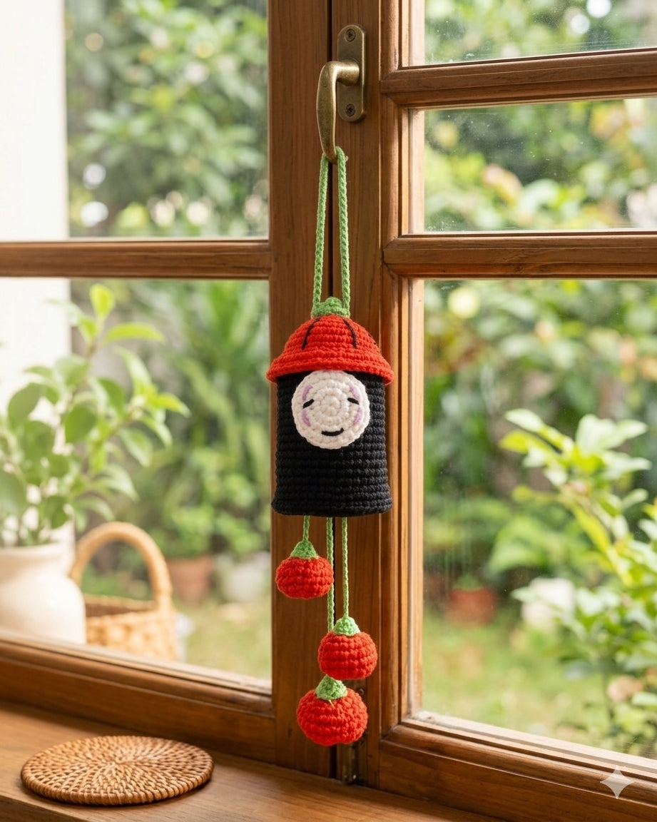 Handmade Faceless Spirit Crochet Wind Chime | Anime Inspired Hanging Ornament