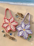 Lily Crochet Bag, Crochet 3d Flower Bag, Halloween Bag, Pink Blue Lily Flower Shoulder Bag, Puffy Flower Bag, Handmade Gift,Beach Summer Bag
