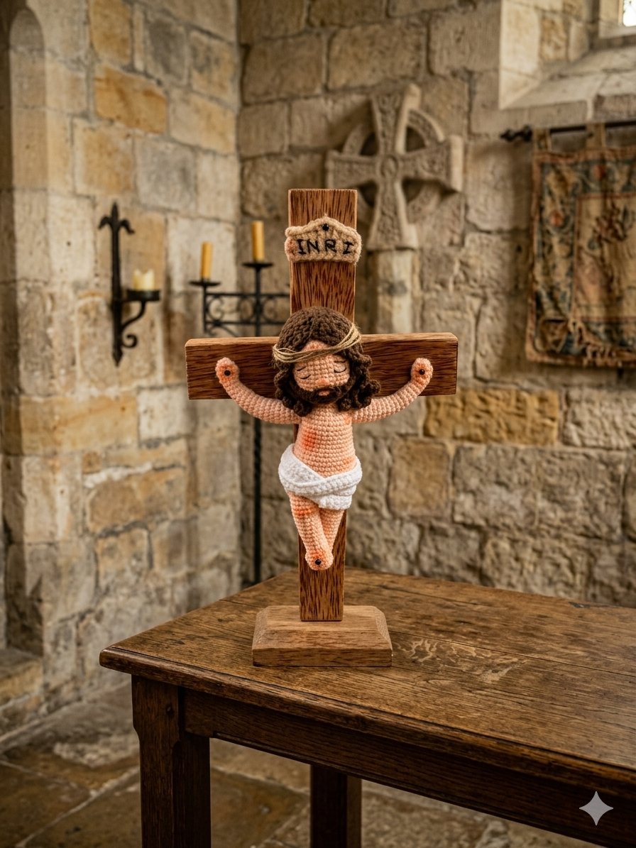 Crochet Jesus on Cross ✝️ | Christian Amigurumi Doll | Religious Gift | Jesus en la Cruz