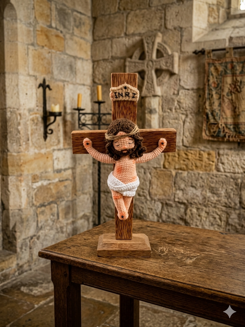 Crochet Jesus on Cross ✝️ | Christian Amigurumi Doll | Religious Gift | Jesus en la Cruz