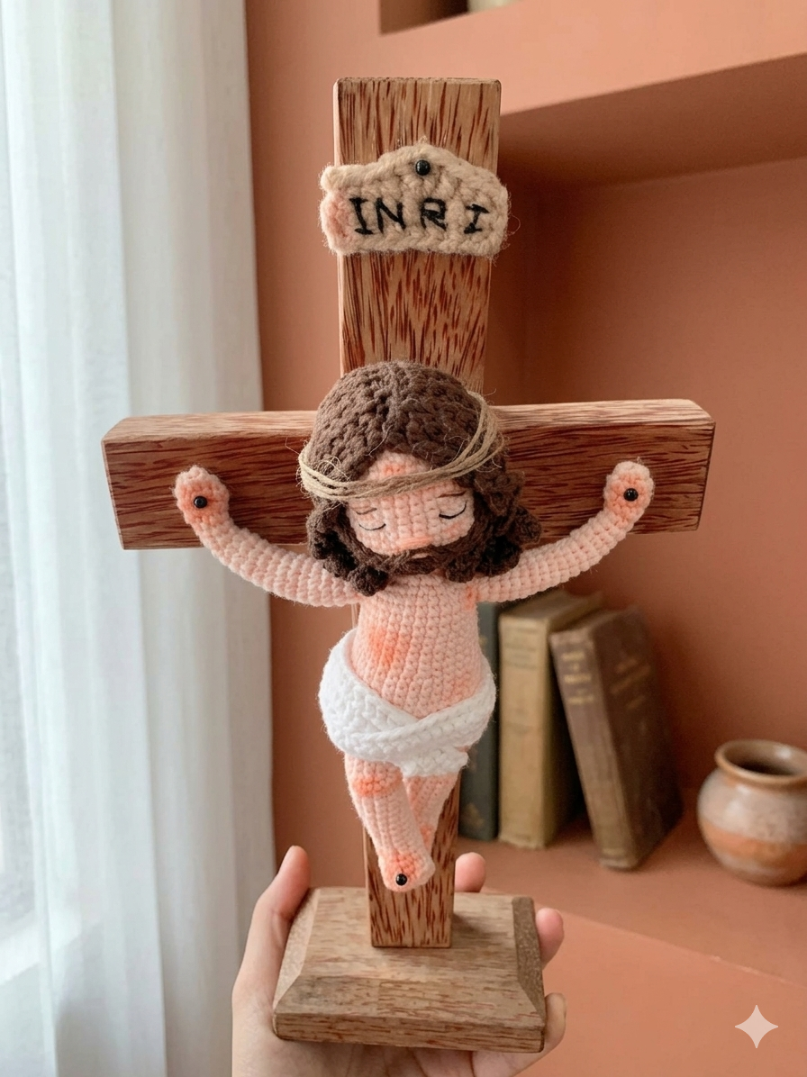 Crochet Jesus on Cross ✝️ | Christian Amigurumi Doll | Religious Gift | Jesus en la Cruz