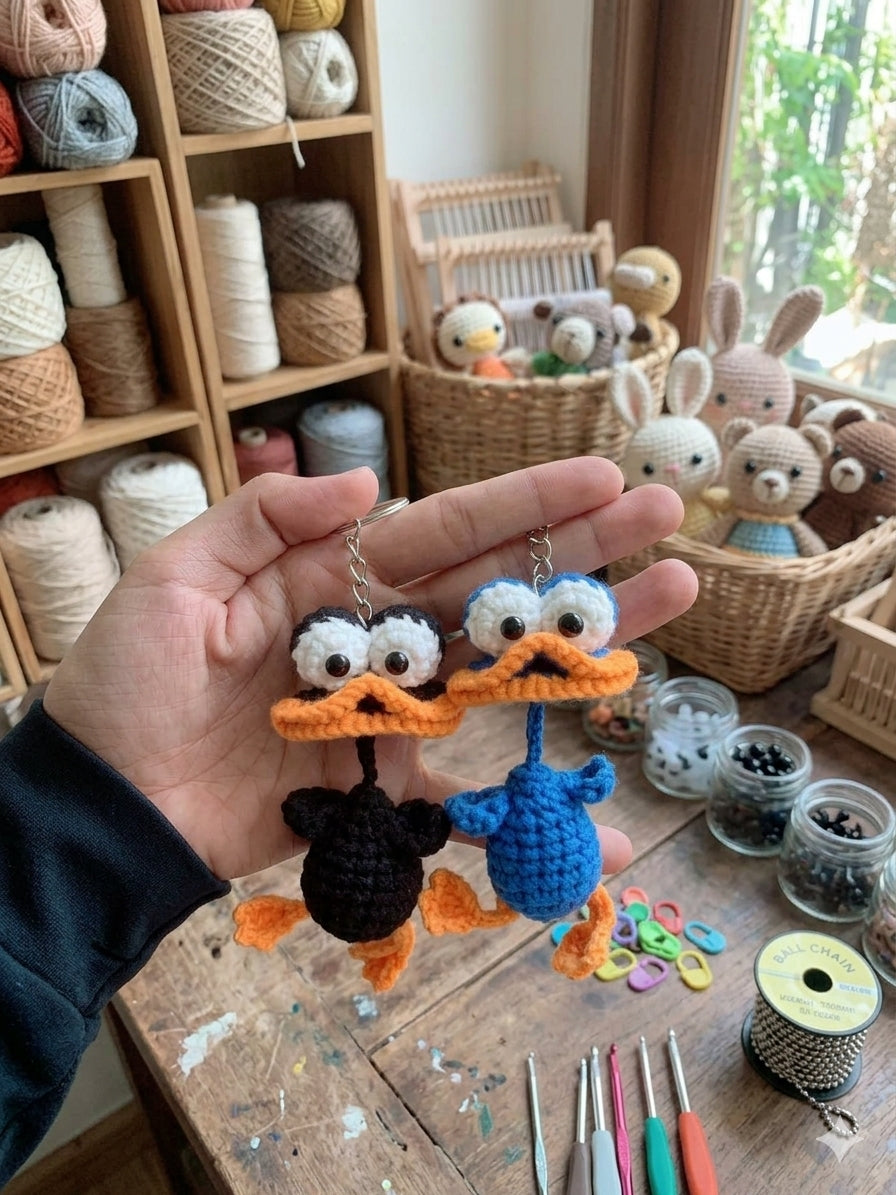 Crochet Duck Keychain – Handmade Amigurumi Duck Plush Charm