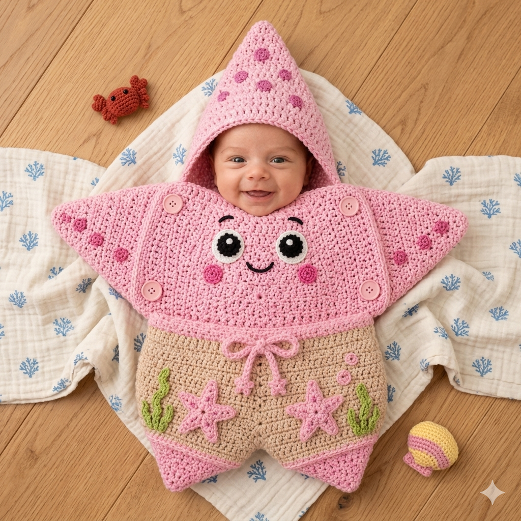 Personalized Crochet Baby Starfish Outfit