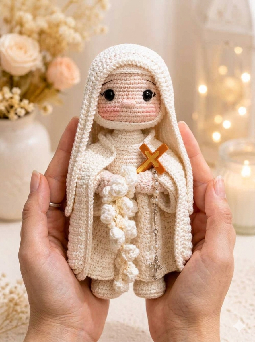 Handmade Crochet Catholic Nun Doll, Amigurumi Nun, Christian Gift, Religious Home Decor, Prayer Doll, Baptism Gift, 7.1 in