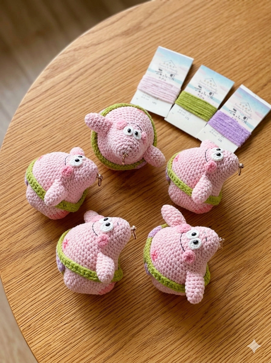 Funny Crochet Patrick Star Plush Toy - Thicc Patrick Amigurumi Keychain - Rude Butt Crochet Doll - Hilarious Gamer Gift, Spongebob Fan Art