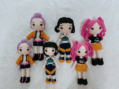 Handmade Crochet Rumi, Mira & Zoey Inspired Dolls – Cute K-Pop Amigurumi Collectibles
