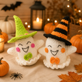 Handmade Crochet Halloween Ghost Plush – Cute Witch Hat Amigurumi