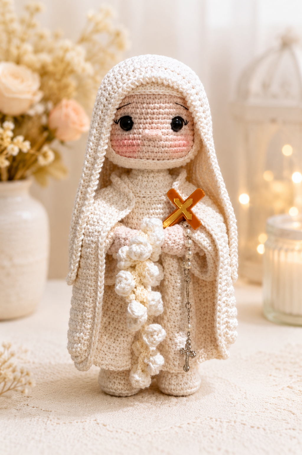 Handmade Crochet Catholic Nun Doll, Amigurumi Nun, Christian Gift, Religious Home Decor, Prayer Doll, Baptism Gift, 7.1 in