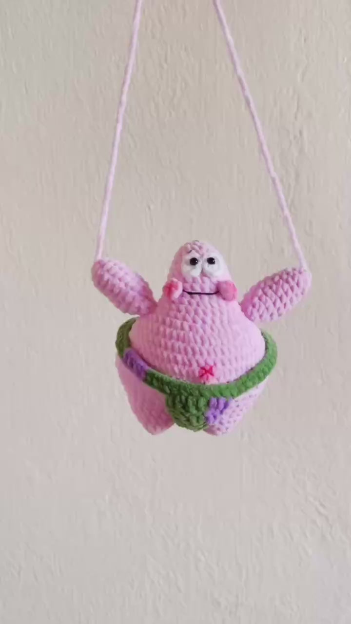 Funny Crochet Patrick Star Plush Toy - Thicc Patrick Amigurumi Keychain - Rude Butt Crochet Doll - Hilarious Gamer Gift, Spongebob Fan Art