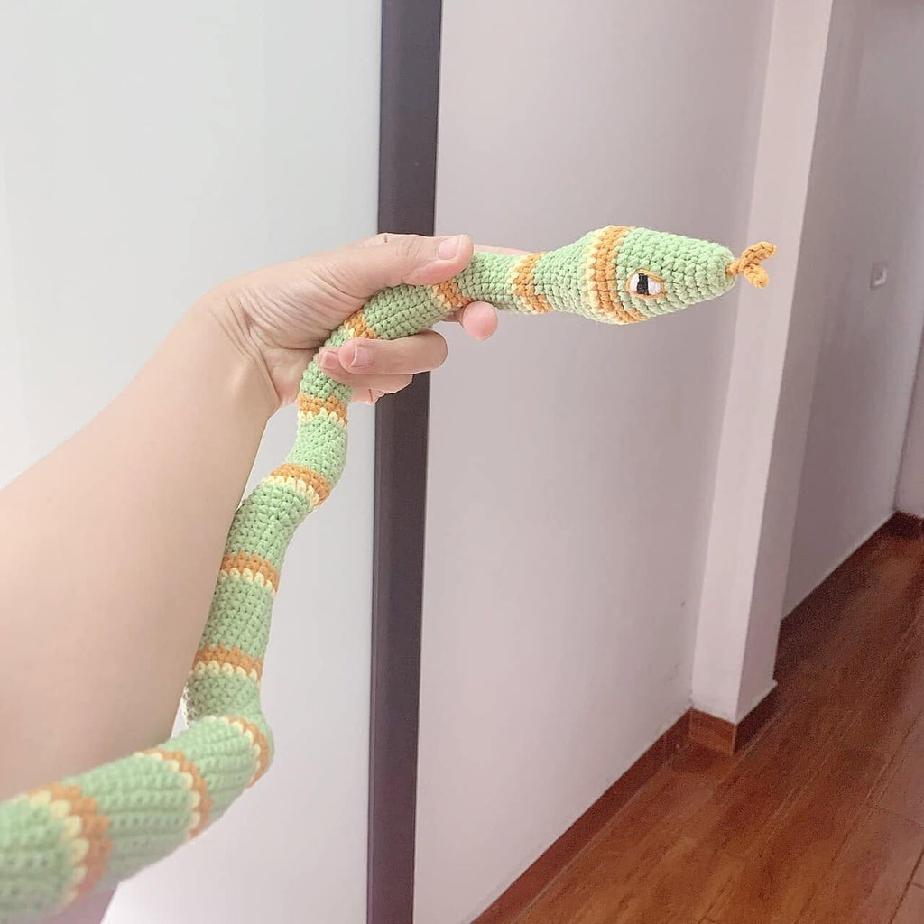 Handmade Crochet Snake Plush – Cute Striped Amigurumi Toy & Decor