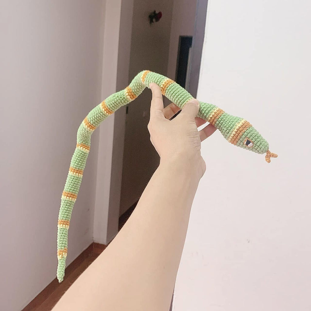 Handmade Crochet Snake Plush – Cute Striped Amigurumi Toy & Decor