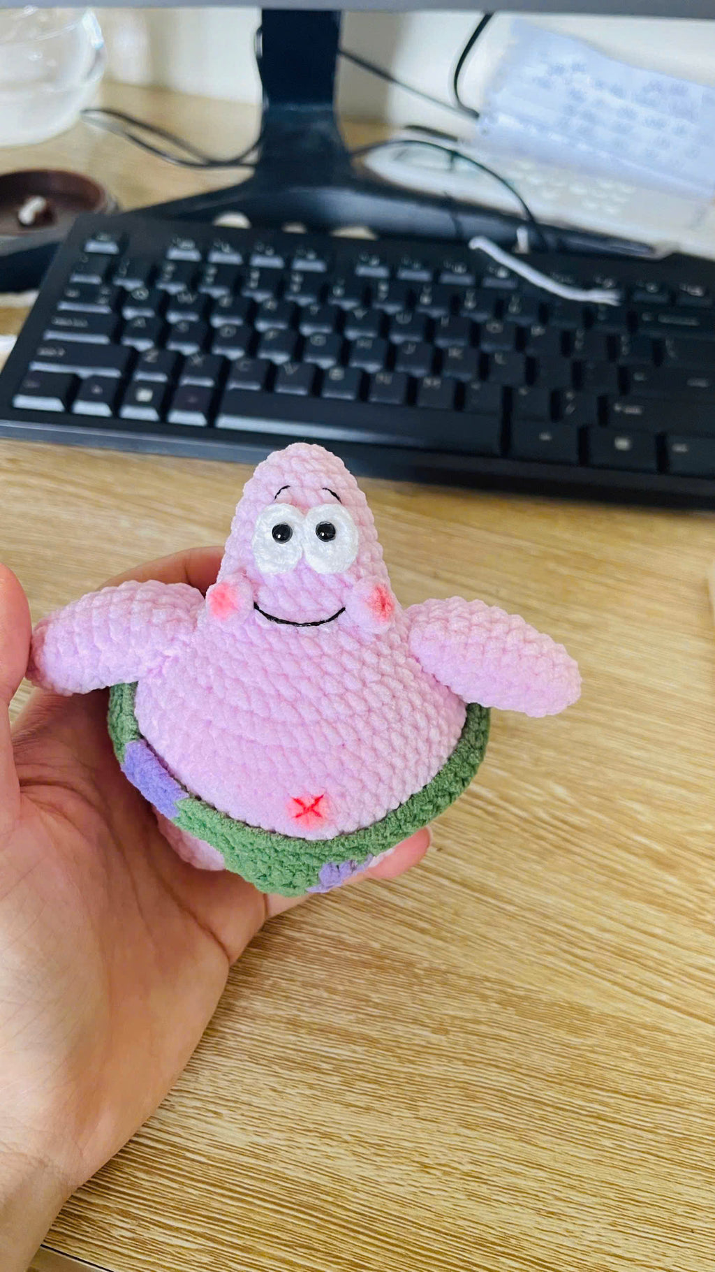 Funny Crochet Patrick Star Plush Toy - Thicc Patrick Amigurumi Keychain - Rude Butt Crochet Doll - Hilarious Gamer Gift, Spongebob Fan Art